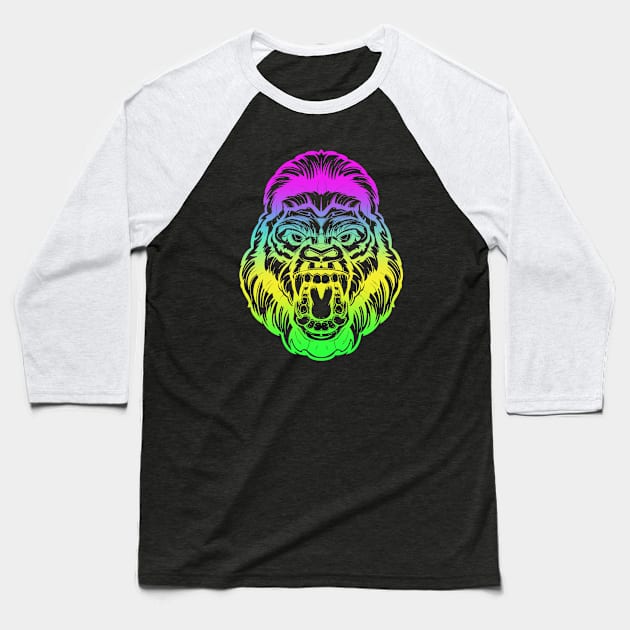 kingkong rainbow Baseball T-Shirt by sandyland